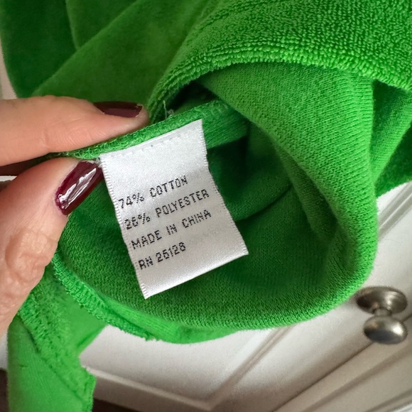 TALBOTS Green Terrycloth Split V-Neck Tunic Beach Coverup, Medium, NWOT - Picture 4 of 8